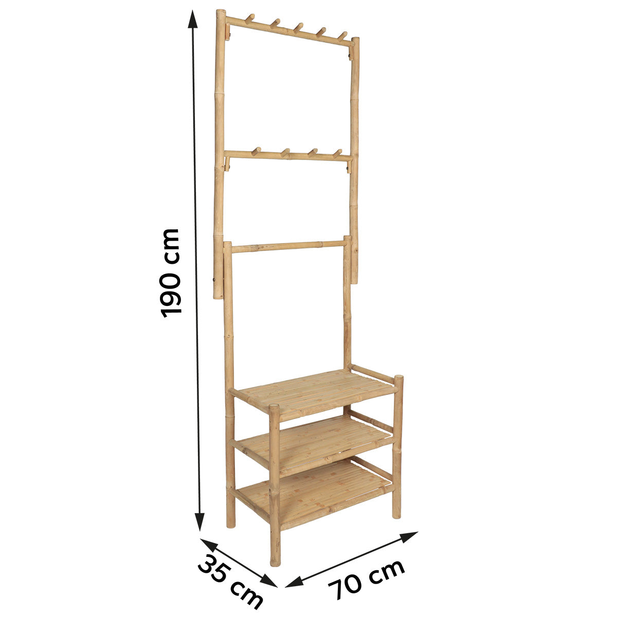Mobilier de dressing KD din bambus cu 3 rafturi - Bambus