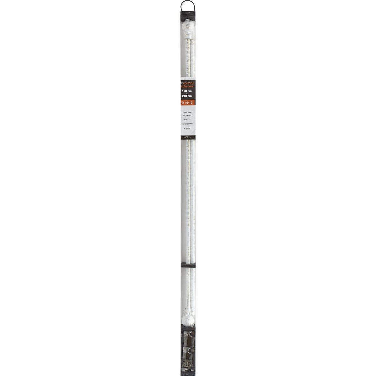 Set Galerie Dublă Extensibilă 120 - 210 CM Paloma Φ19MM - Alb Auriu - Set galerie extensibilă - Softambient
