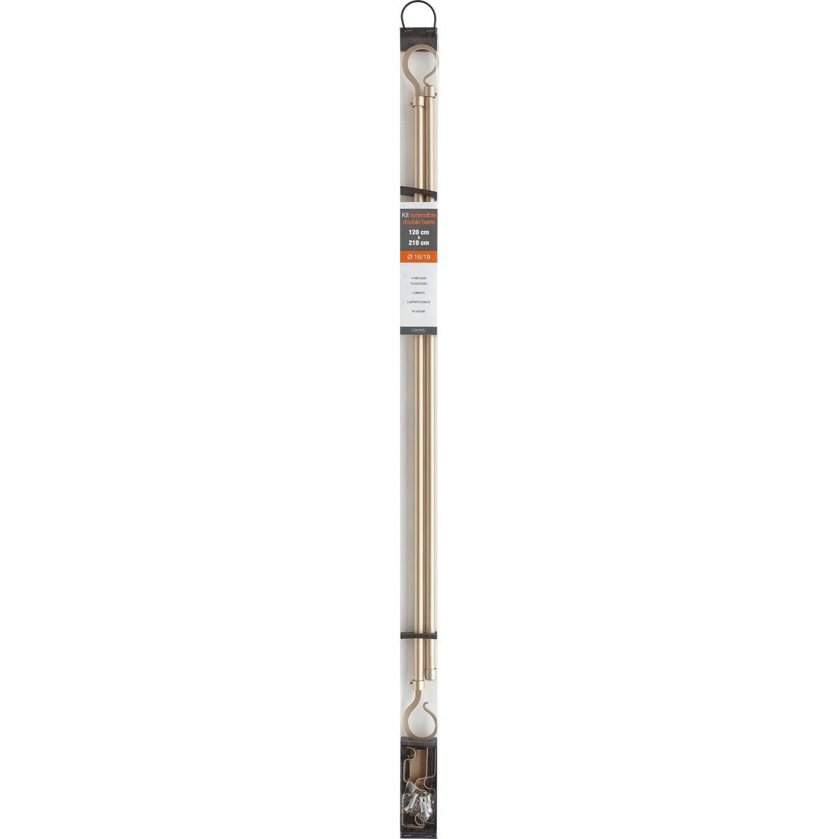 Set Galerie Dublă Extensibilă 210 - 380 CM Atelier Φ19MM - Auriu Mat - Set galerie extensibilă - Softambient