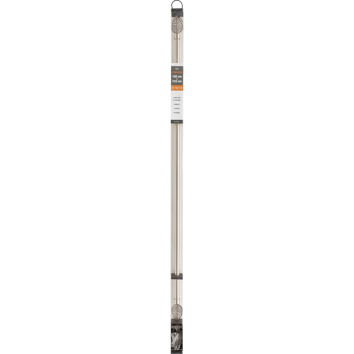 Set Galerie Extensibilă 120 - 210 CM Amazonia Φ19MM - Argintiu - Set galerie extensibilă - Softambient