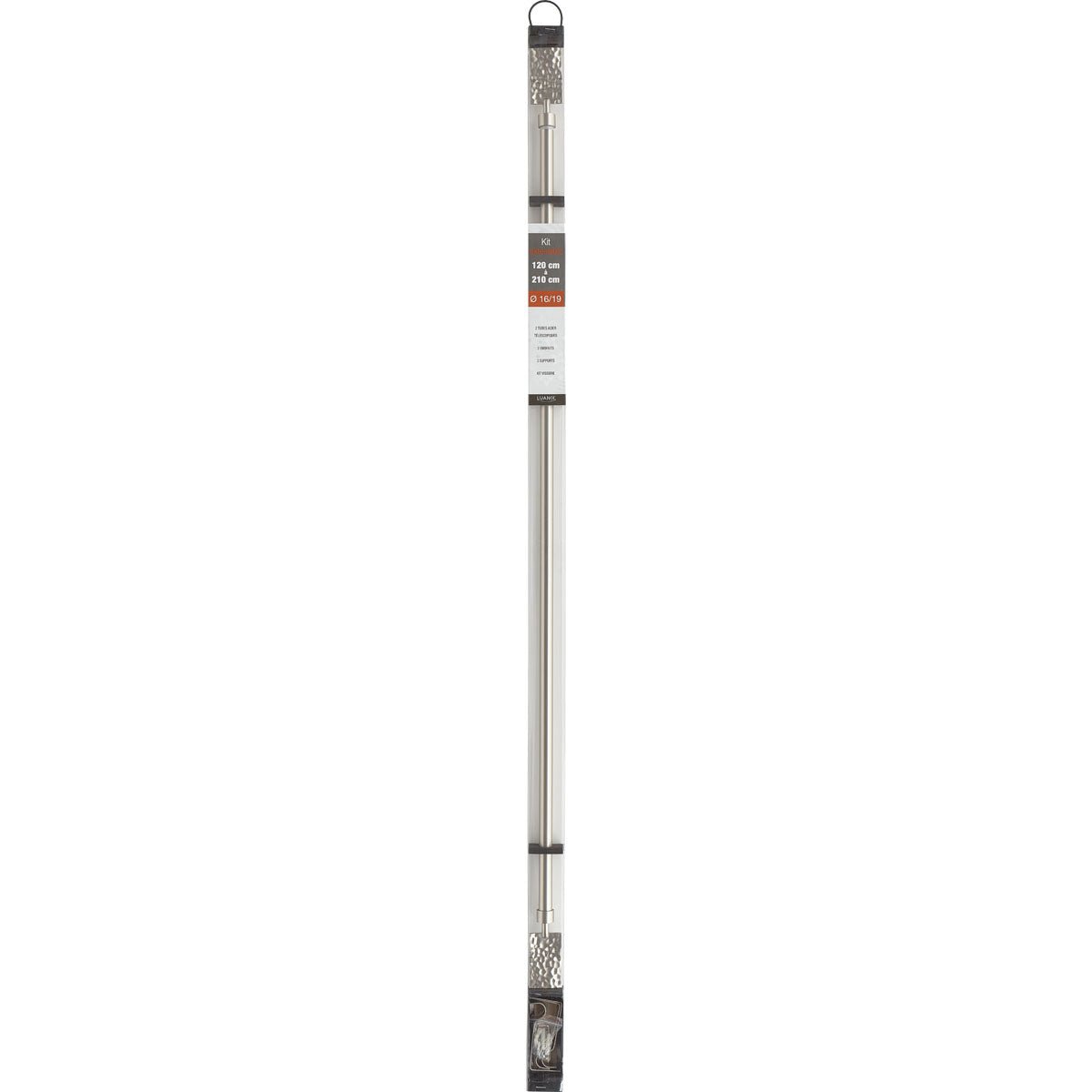 Set Galerie Extensibilă 120 - 210 CM Rectangle Martele Φ19MM - Argintiu - Set galerie extensibilă - Softambient