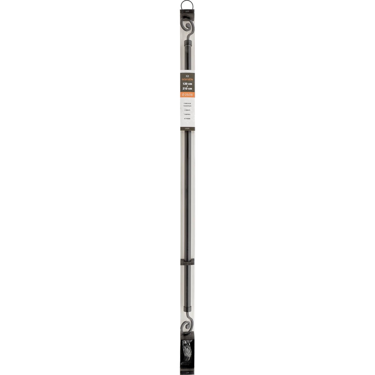 Set Galerie Extensibilă 210 - 380 CM Dream Φ28MM - Negru Mat - Set galerie extensibilă - Softambient